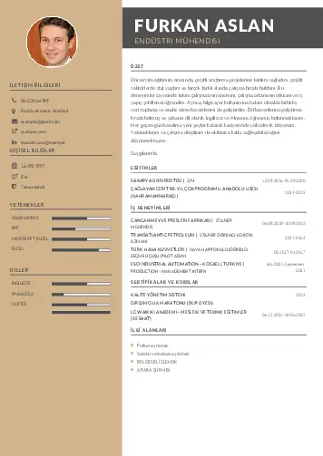 Endüstri Mühendisi CV Örnekleri cv indir